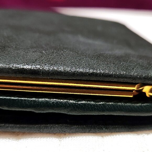 Givenchy Bifold Wallet with Kisslock Dark Green Leather - Picture 2 of 11